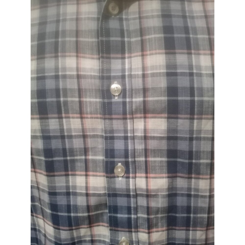 UNTUCKit Terrantez WF Mens M Slim Fit Blue White Plaid Long Sleeve Button Shirt - Picture 3 of 11